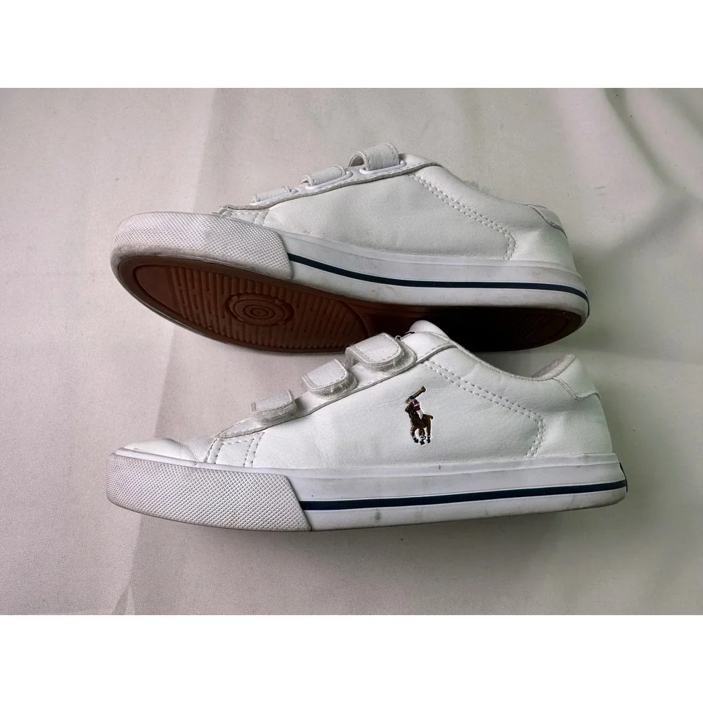 Polo Ralph Lauren Kids Saylor‎ Sneakers White Leather Pony Strap Shoes Size 2